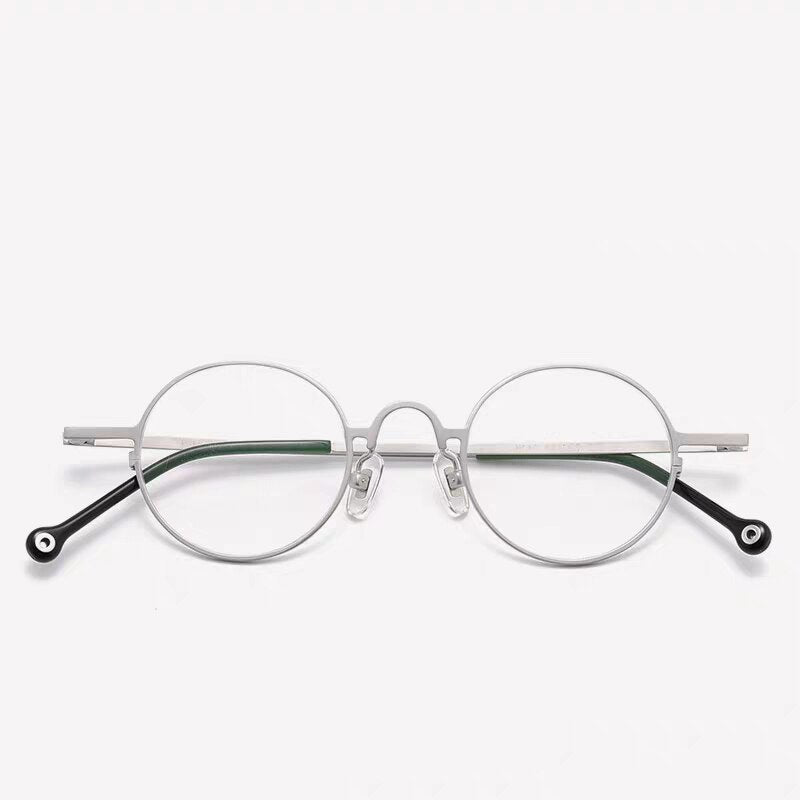 Unisex Full Rim Round Titanium Frame Eyeglasses Zmk080 Full Rim Bclear Silver  