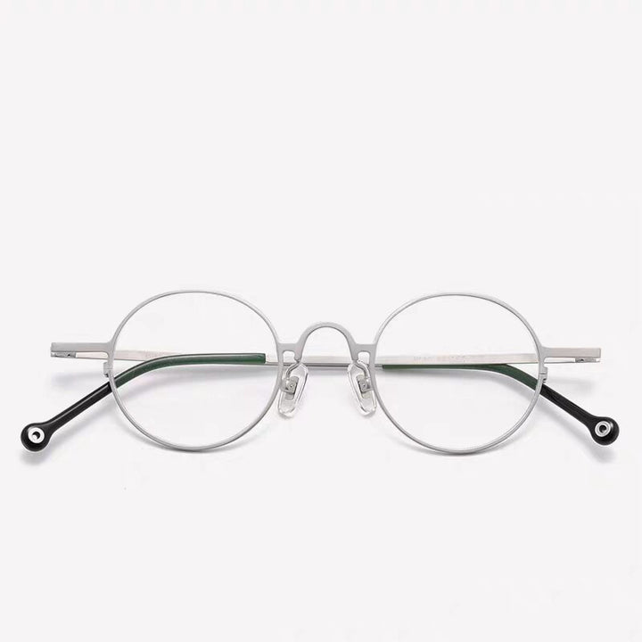 Unisex Full Rim Round Titanium Frame Eyeglasses Zmk080 Full Rim Bclear Silver  