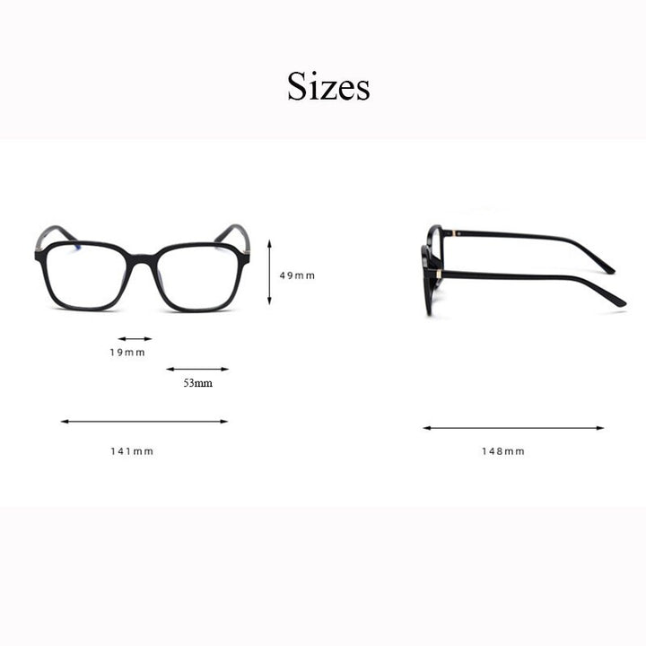 Women's Square TR90 Titanium Full Rim Frame Eyeglasses 1734-2 Full Rim Bclear   