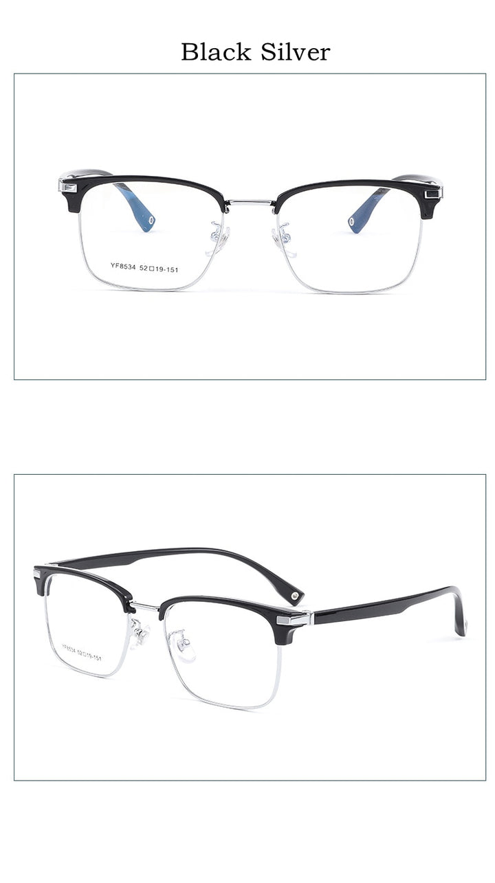 Yimaruili Men's Full Rim Square Electroplated Alloy Frame Eyeglasses 8534YF Full Rim Yimaruili Eyeglasses   