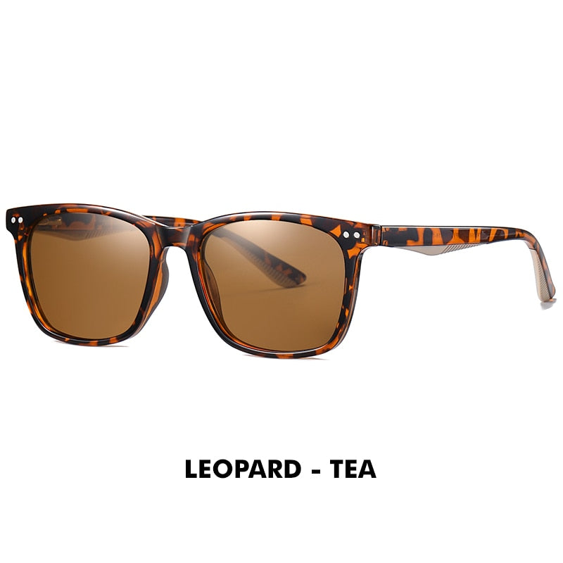 Lm Unisex Full Rim Square TR 90 Titanium Frame Polarized Sunglasses WLM3399 Sunglasses Lm Leopard-Tea  