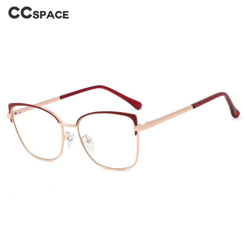 CCSpace Women's Full Rim Square Cat Eye Alloy Frame Eyeglasses 48266 Full Rim CCspace   