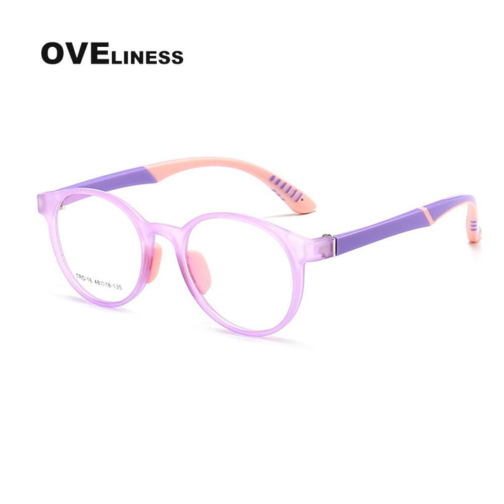 Oveliness Unisex Children's Full Rim Round Tr 90 Titanium Eyeglasses Oltrd12p Full Rim Oveliness purple  