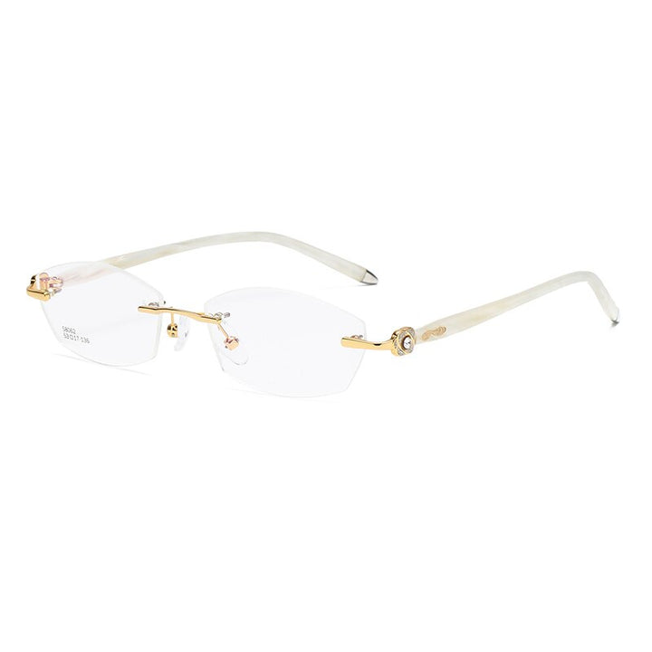 Zirosat 58062 Women's Eyeglasses Alloy Tint Lenses Diamond Cutting Rimless Titanium Rimless Zirosat golden white  
