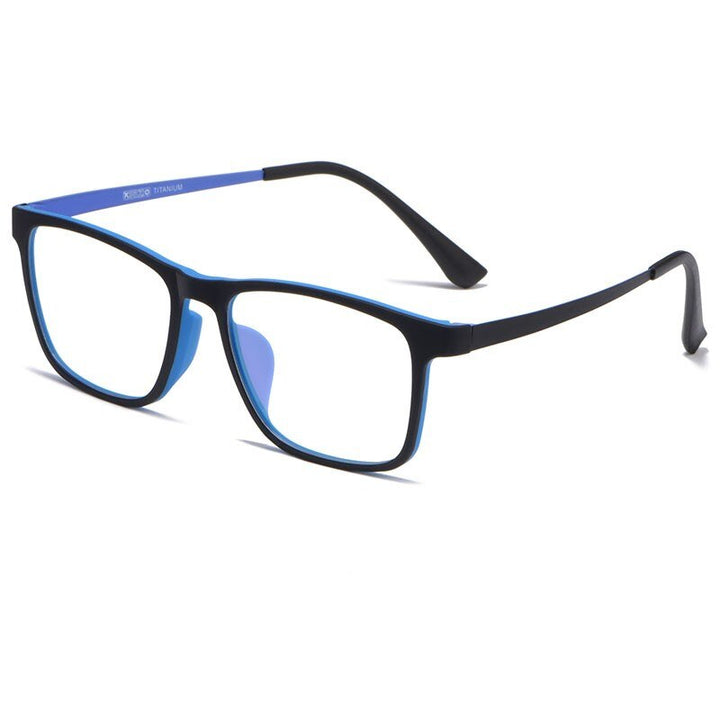 Hdcrafter Unisex Full Rim Square TR 90 Titanium Frame Eyeglasses 3068h Full Rim Hdcrafter Eyeglasses Cyan Blue  