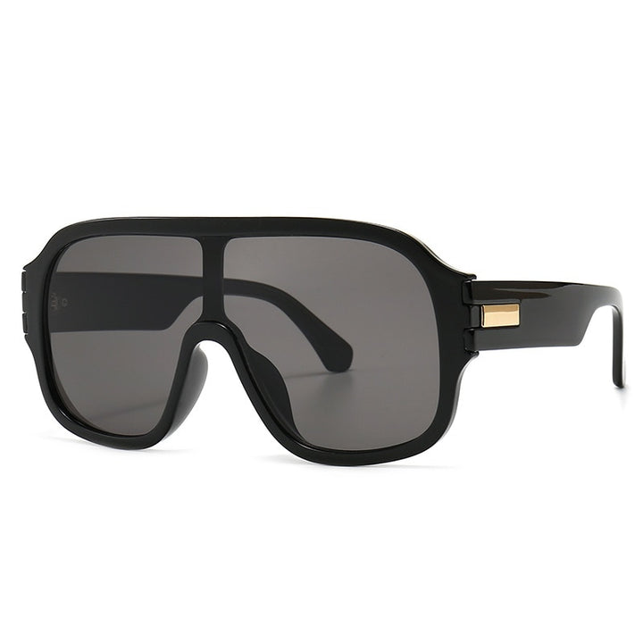 CCSpace Unisex Full Rim Oversized Square One Lens Frame Sunglasses 46503 Sunglasses CCspace Sunglasses C1black-black  