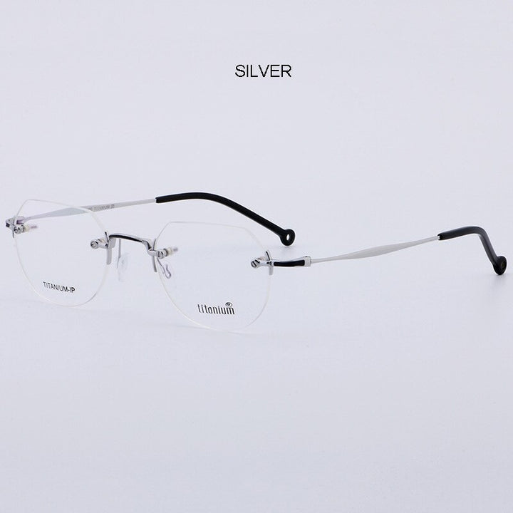 Aissuarvey Rimless Round Titanium Frame Eyeglasses Unisex Rimless Aissuarvey Eyeglasses   