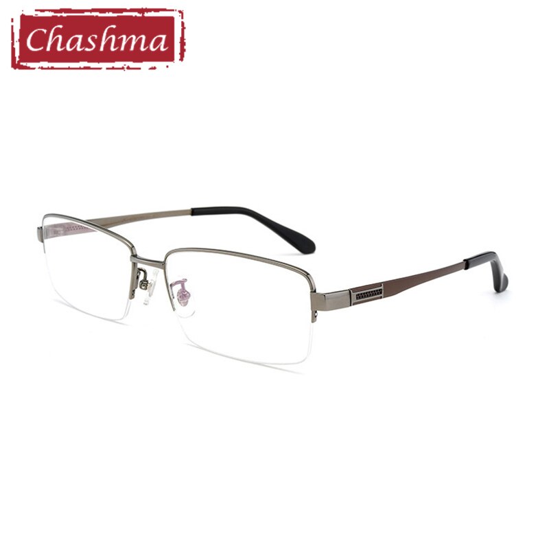 Chashma Ottica Men's Semi Rim Square Titanium Eyeglasses 81422 Semi Rim Chashma Ottica Gray  