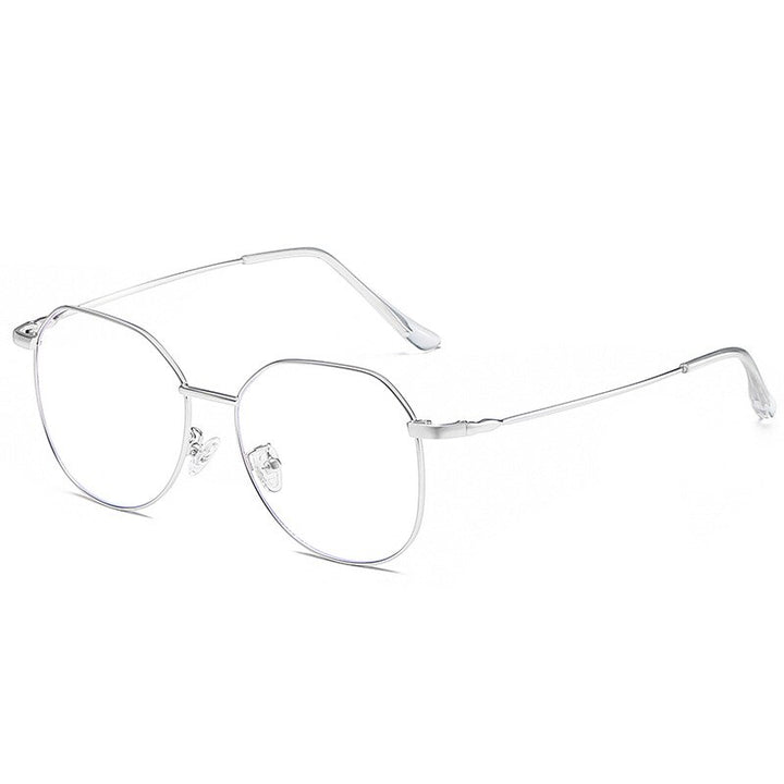Hotony Unisex Full Rim Alloy Polygonal Frame Eyeglasses Zy9038 Full Rim Hotony Silver  