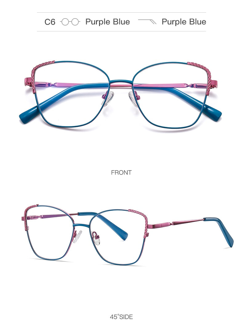 Hotochki Women's Full Rim Polygon Alloy Frame Eyeglasses 3014 Full Rim Hotochki   