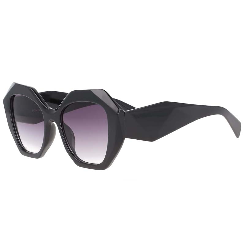 CCSpace Women's Full Rim Oversized Cat Eye Square Acetate Frame Sunglasses 53378 Sunglasses CCspace Sunglasses Black Gray  