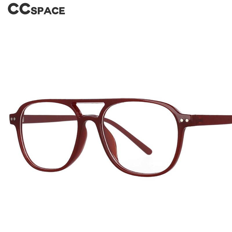 CCspace Unisex Full Rim Square Resin Double Bridge Frame Eyeglasses 53120 Full Rim CCspace   