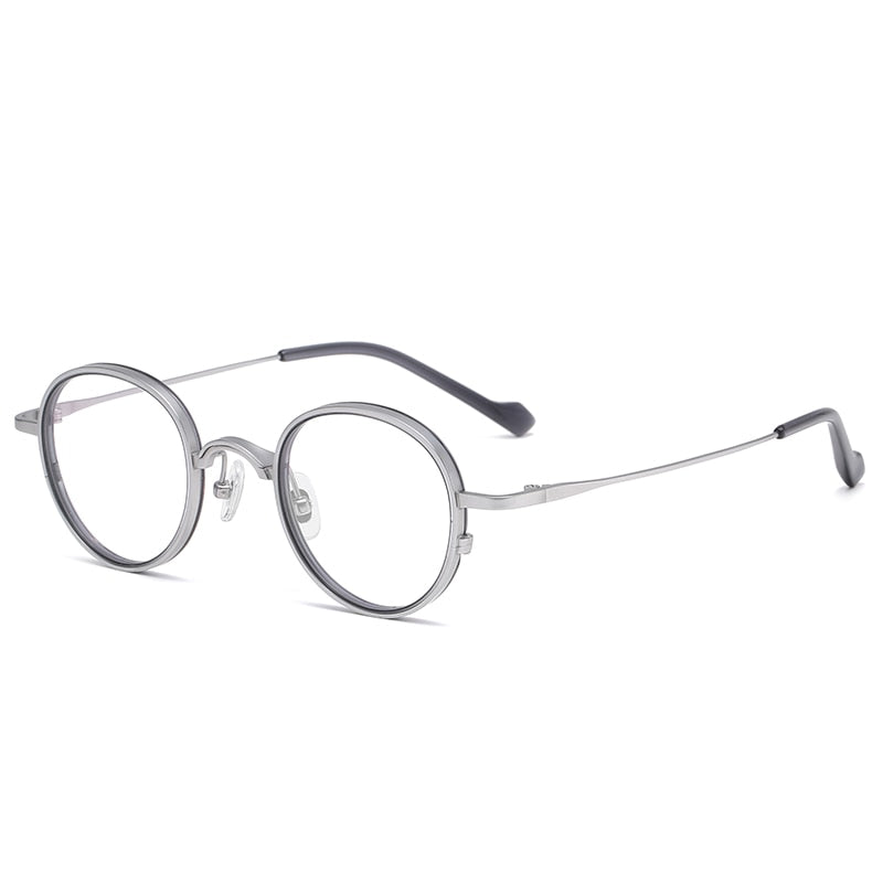 Reven Jate Unisex Eyeglasses 3075 Pure Titanium Round Frame Reven Jate silver  