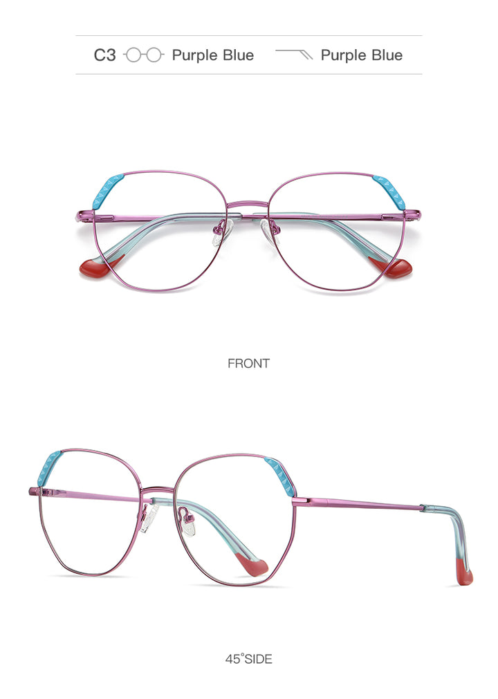 Hotony Women's Full Rim Cat Eye Alloy Frame Eyeglasses 3015 Full Rim Hotony   