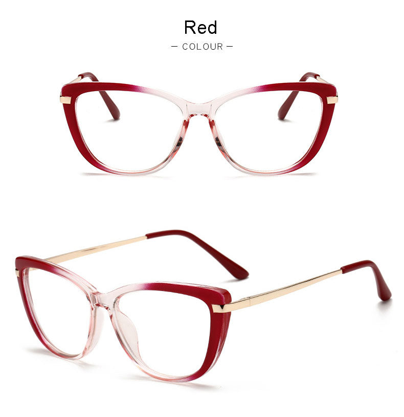 Hotony Unisex Full Rim Cat Eye Alloy Acetate Frame Spring Hinge Eyeglasses 32014 Full Rim Hotony   