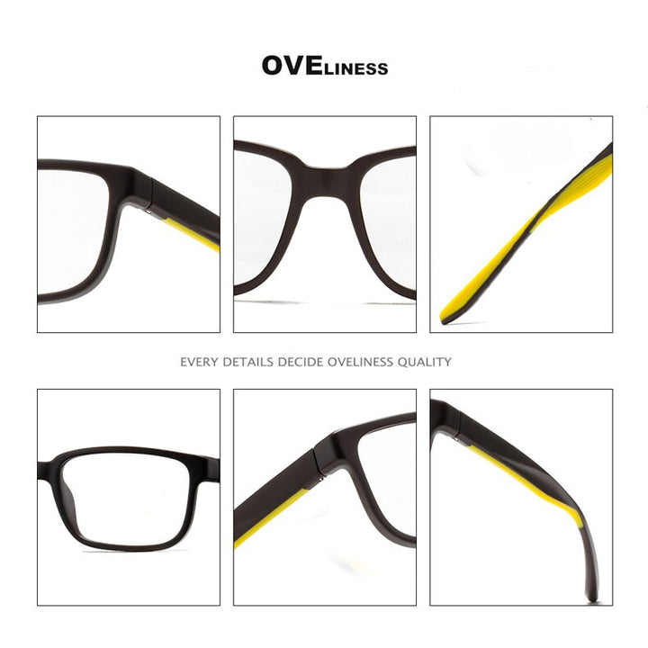 Oveliness Men's Full Rim Square Tr 90 Titanium Eyeglasses 7102 Full Rim Oveliness   
