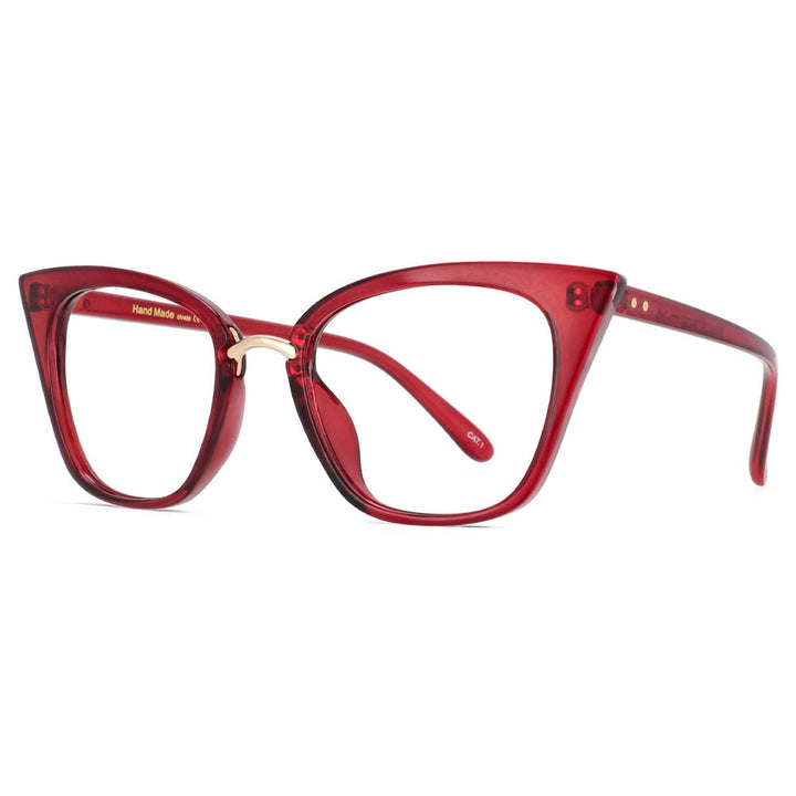 CCSpace Women's Full Rim Square Cat Eye Tr 90 Titanium Frame Eyeglasses 47959 Full Rim CCspace Red  