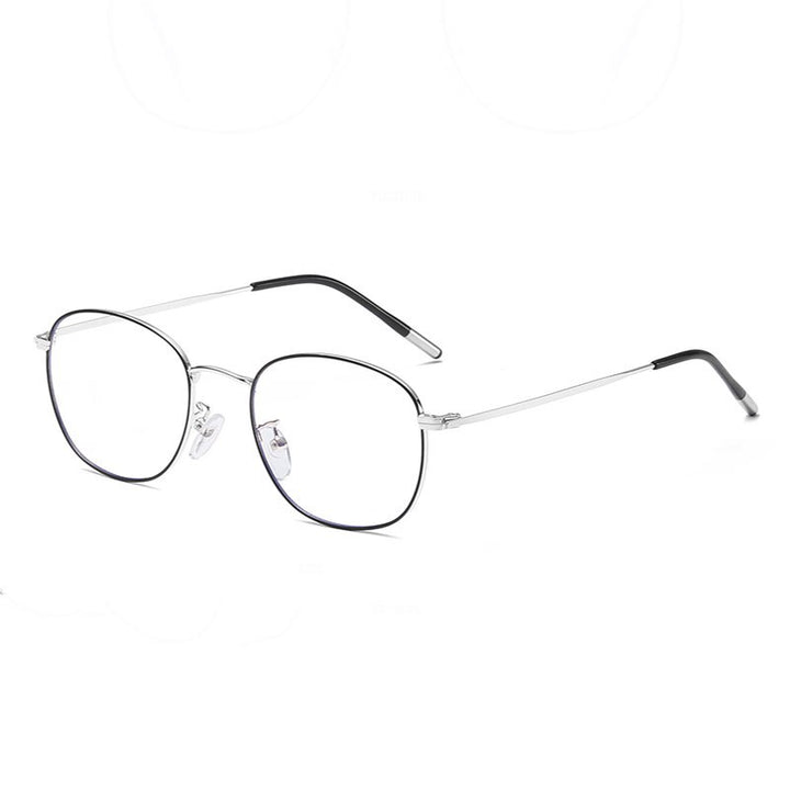 Hotony Unisex Full Rim Alloy Round Frame Eyeglasses 33006 Full Rim Hotony BLACK SILVER  