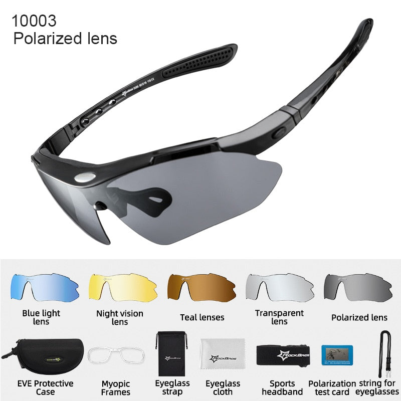 ROCKBROS Polarized Cycling Glasses Clear Bike Eyewear 10165 Spain 5Lens or 1Lens