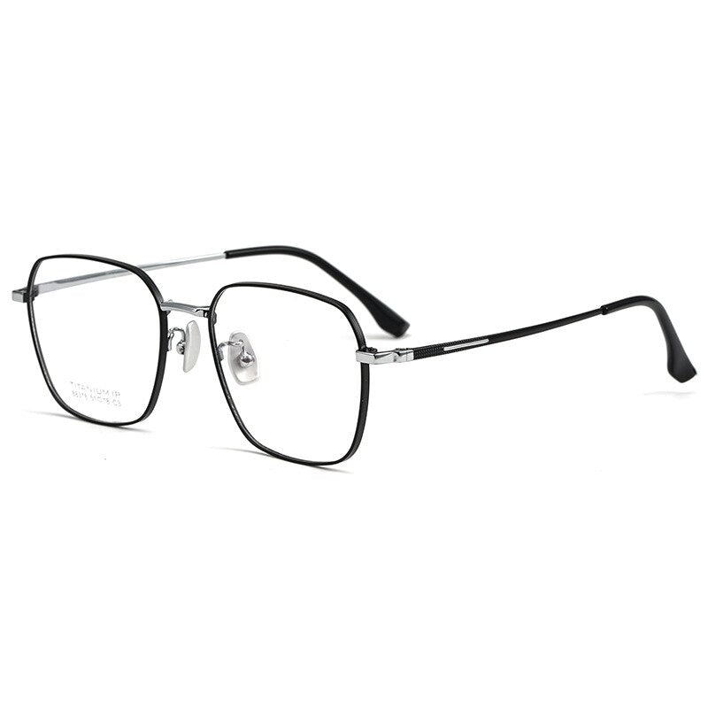 Yimaruili Unisex Full Rim Square Titanium IP Frame Eyeglasses  88318K Full Rim Yimaruili Eyeglasses Black Silver  