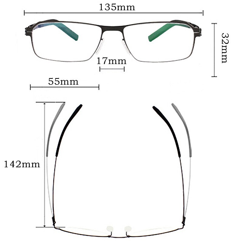 Yimaruili Men's Full Screwless Rim Alloy Frame Eyeglasses LDBG1 Frame Yimaruili Eyeglasses   