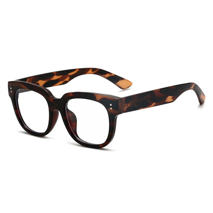 CCspace Unisex Full Rim Square Rectangle Resin Alloy Rivet Frame Eyeglasses 47086 Full Rim CCspace China leopard 