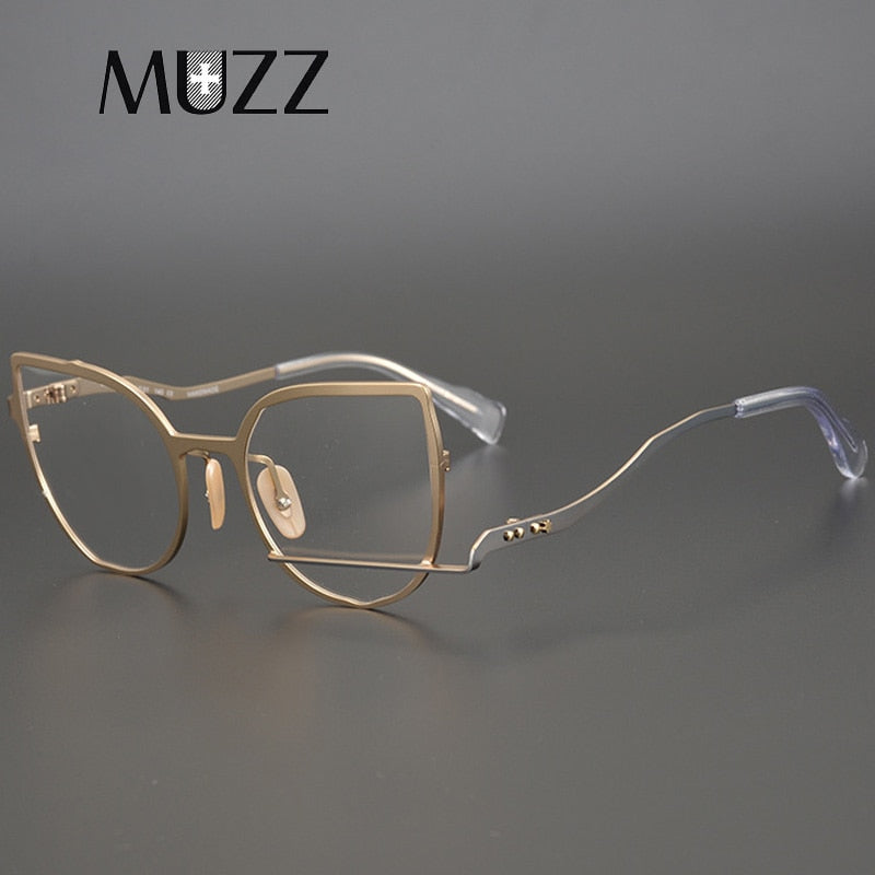 Muzz Women's Full Rim Square Cat Eye Titanium Frame Eyeglasses 0031 Full Rim Muzz   