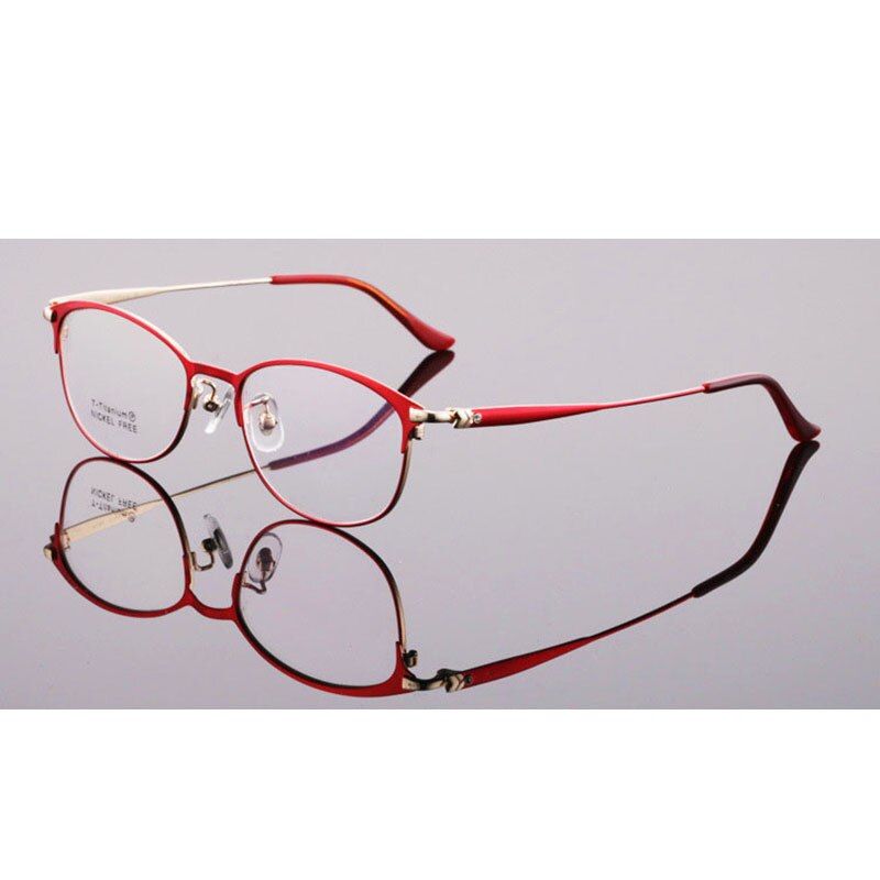 Aissuarvey Women's Full Rim Round Titanium Frame Eyeglasses  As166461 Full Rim Aissuarvey Eyeglasses Red  