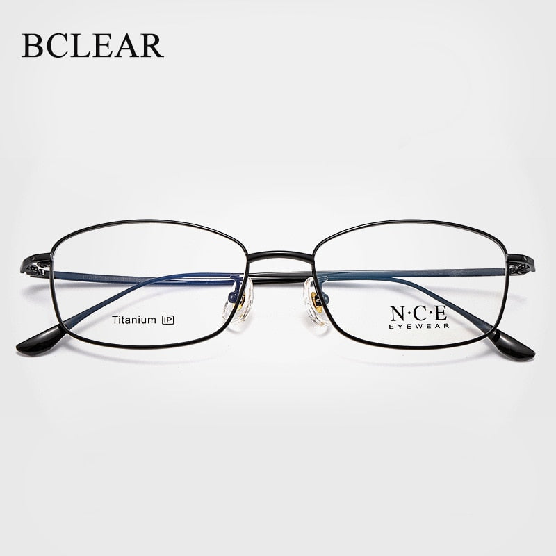 Men's Full Rim Square Titanium Frame Eyeglasses SC8508 Full Rim Bclear black  