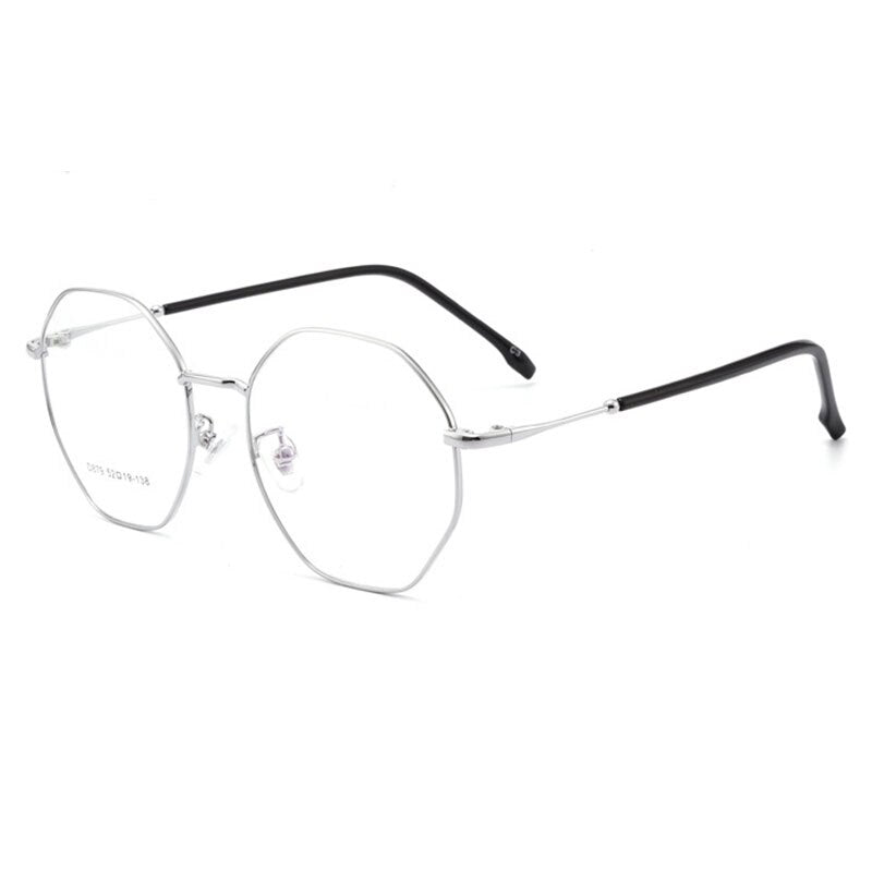 Hotony Unisex Full Rim Polygon Alloy Frame Spring Hinge Eyeglasses D879 Full Rim Hotony Silver  