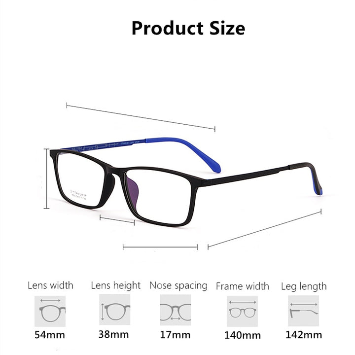 Yimaruili Men's Full Rim TR 90 Resin β Titanium Frame Eyeglasses 8809X Full Rim Yimaruili Eyeglasses   