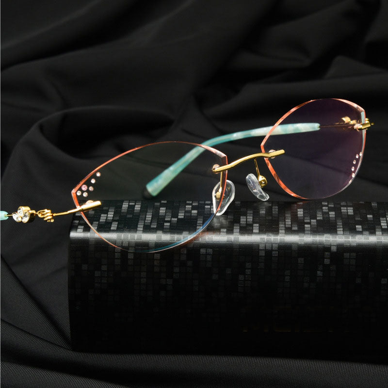 Reven Jate Women's Eyeglasses Titanium Rimless Diamond Cutting 77008 Rimless Reven Jate   