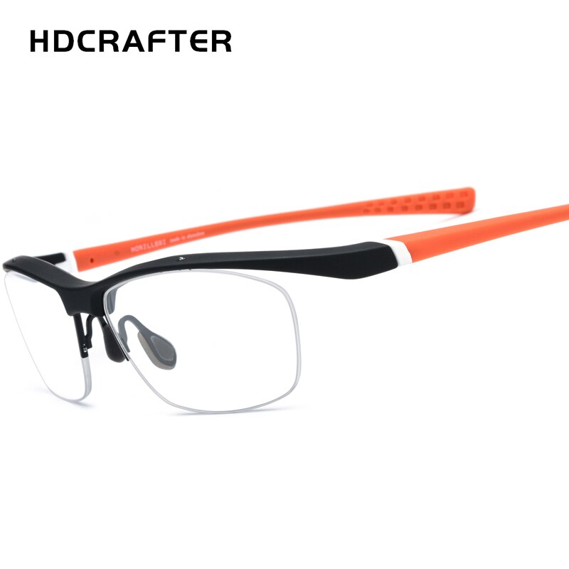 Hdcrafter Men's Semi Rim Rectangle TR 90 Sports Frame Eyeglasses 7027 Sport Eyewear Hdcrafter Eyeglasses Orange  