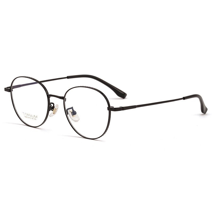 Aissuarvey Round Full Titanium Rim Frame Unisex Eyeglasses Full Rim Aissuarvey Eyeglasses black  