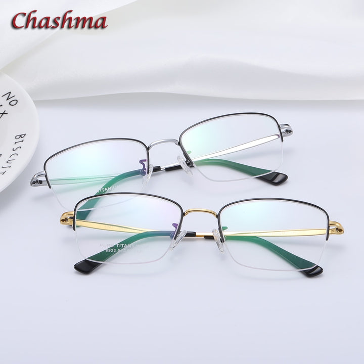 Chashma Ochki Men's Semi Rim Square Titanium Eyeglasses 8923 Semi Rim Chashma Ochki   