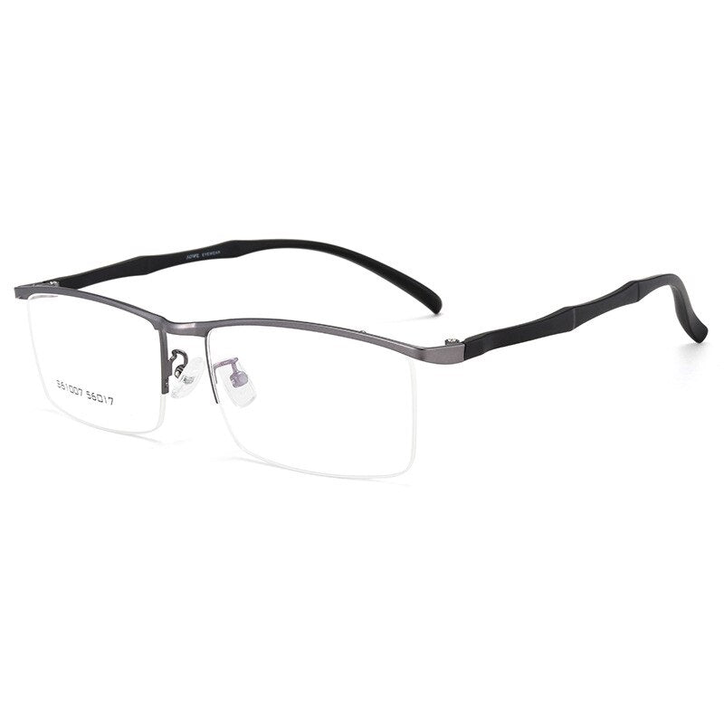 Men's Eyeglasses Browline Half Rim Metal Alloy S61007 Semi Rim Gmei Optical Grey  