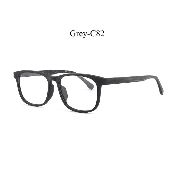 Hdcrafter Men's Full Rim Square Metal Wood Frame Eyeglasses P1689 Full Rim Hdcrafter Eyeglasses C82  