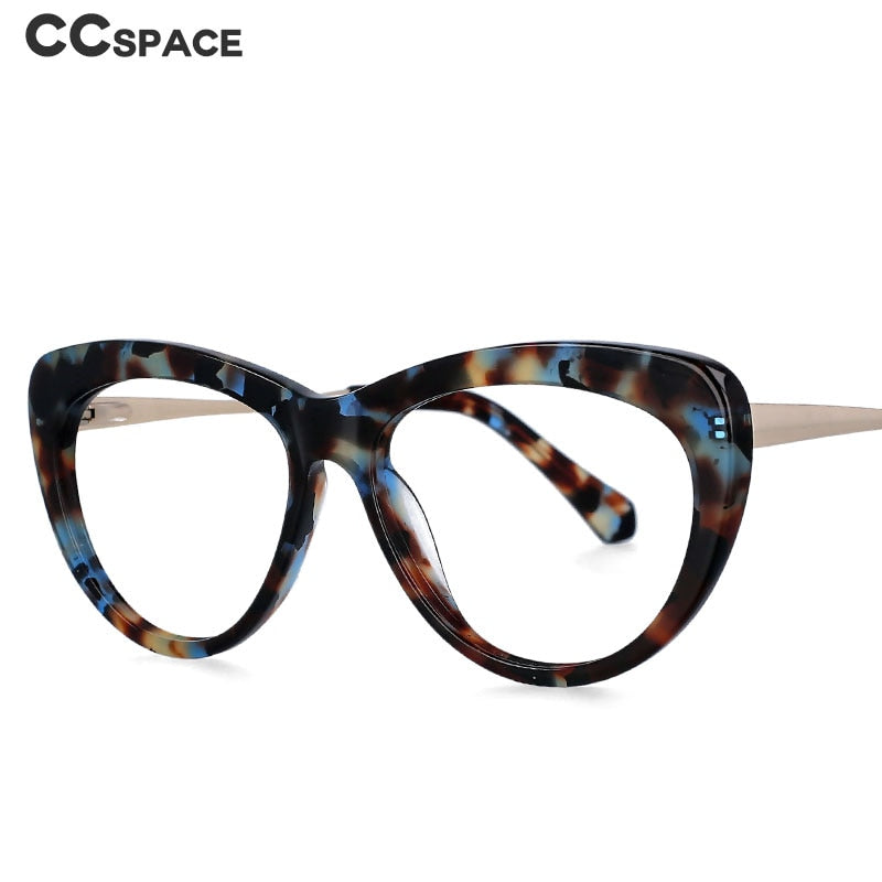 CCspace Unisex Full Rim Cat Eye Acetate Frame Eyeglasses 51070 Full Rim CCspace   