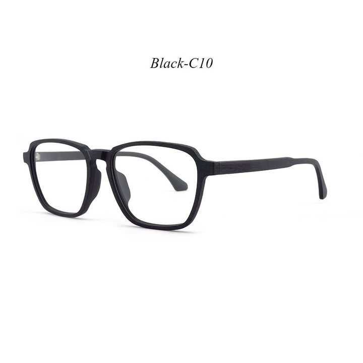 Hdcrafter Men's Full Rim Oversized Polygonal Square Wood Frame Eyeglasses 1694 Full Rim Hdcrafter Eyeglasses C10  