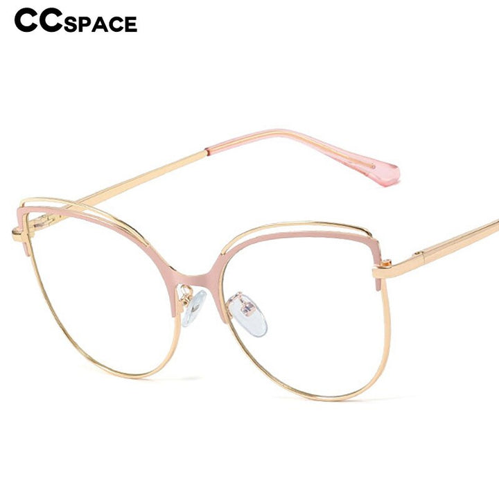 CCSpace Unisex Full Rim Oversized Cat Eye Alloy Frame Eyeglasses 48233 Full Rim CCspace   
