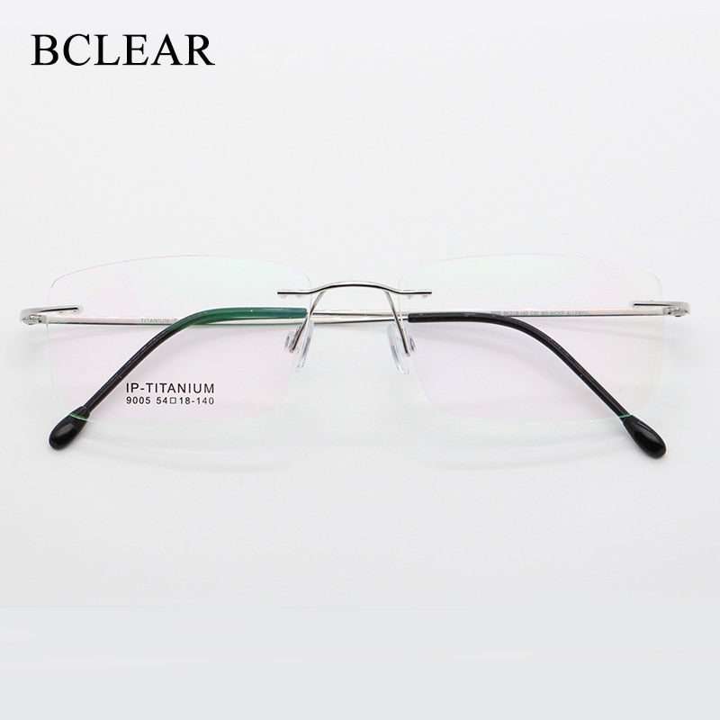 Unisex Rimless Titanium Frame Eyeglasses Customizable Lenses 9005 Rimless Bclear   
