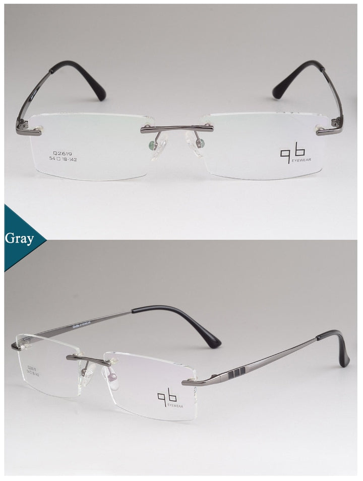Men's Rimless Alloy Frame Eyeglasses Ztq2619 Rimless Bclear   