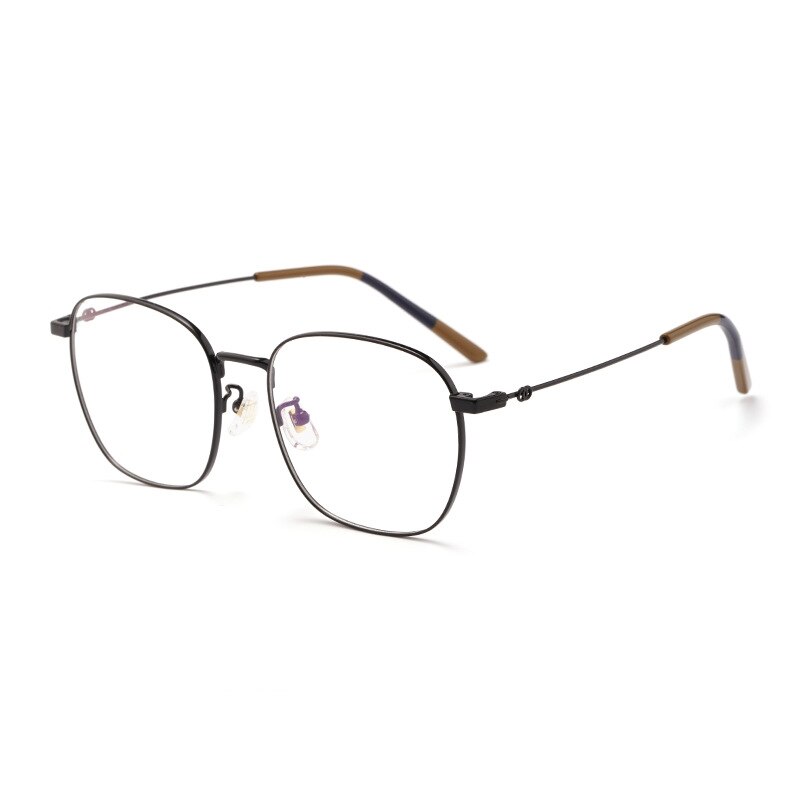 Yimaruili Unisex Full Rim Titanium Frame Eyeglasses 7525 Full Rim Yimaruili Eyeglasses Black  
