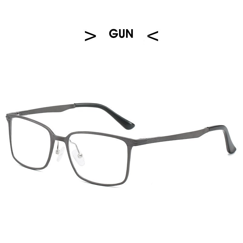 Hdcrafter Men's Full Rim Square Alloy Frame Eyeglasses P6302 Full Rim Hdcrafter Eyeglasses GUN  