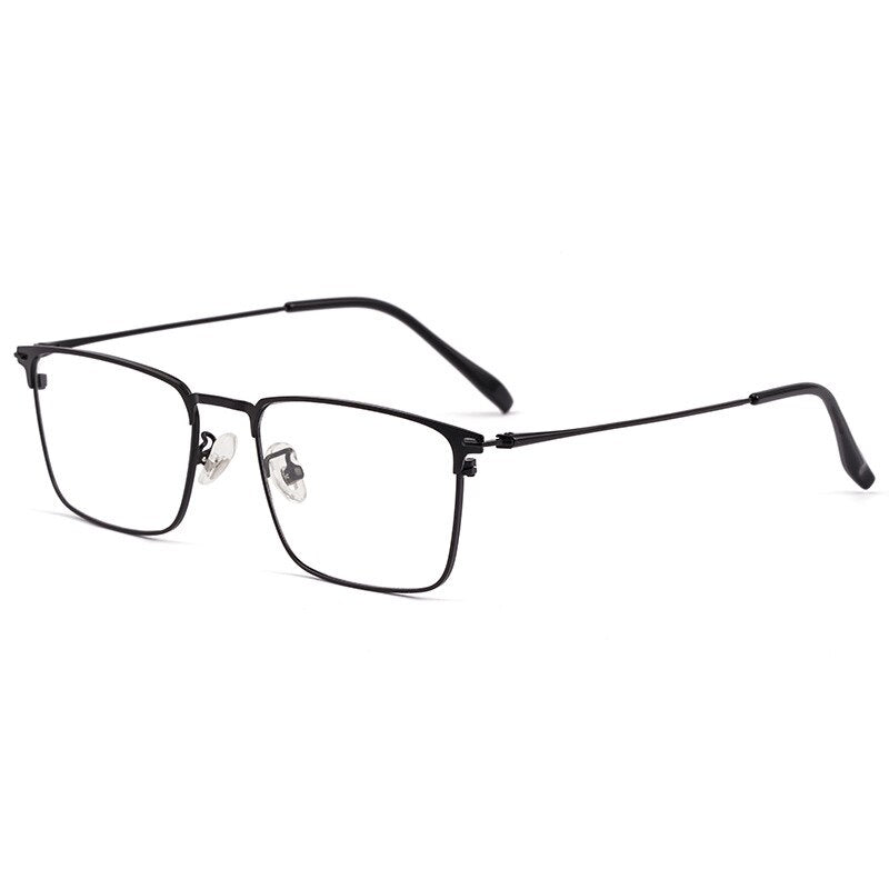 Yimaruili Men's Full Rim Square Two Tone Titanium Plated Frame Eyeglasses Y0606 Full Rim Yimaruili Eyeglasses Black  