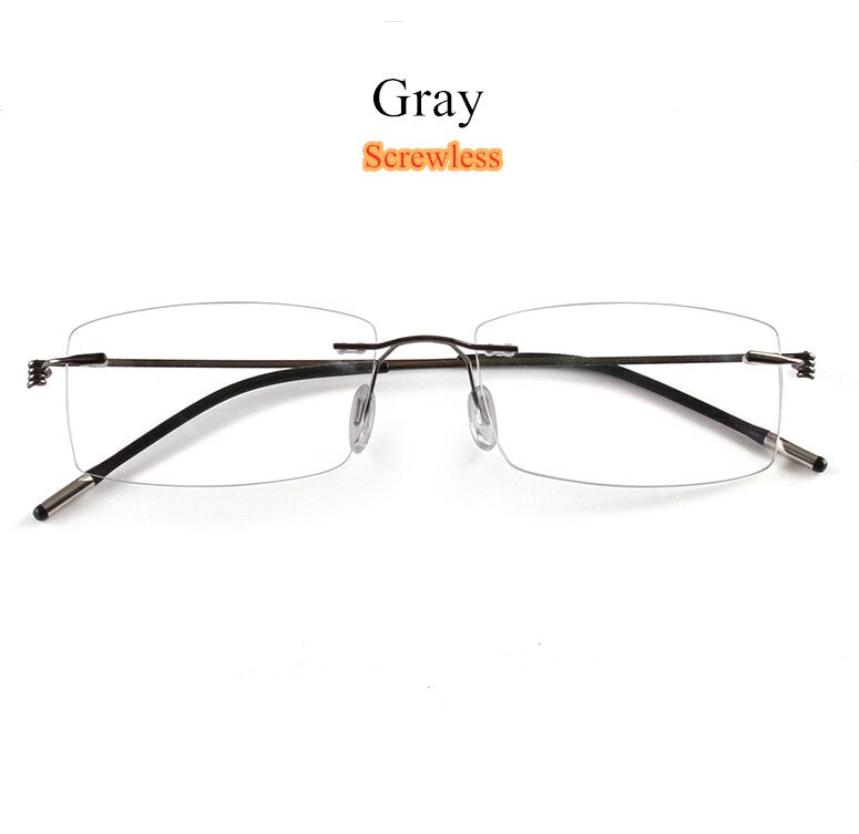 Men's Eyeglasses Square Frame Titanium Alloy Rimless 5217 Rimless SunnyFunnyDay Gray Screwless  