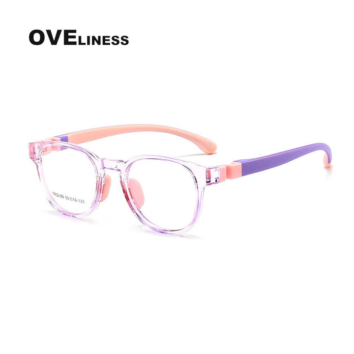 Oveliness Unisex Children's Full Rim Round Tr 90 Titanium Eyeglasses Olp09 Full Rim Oveliness purple  