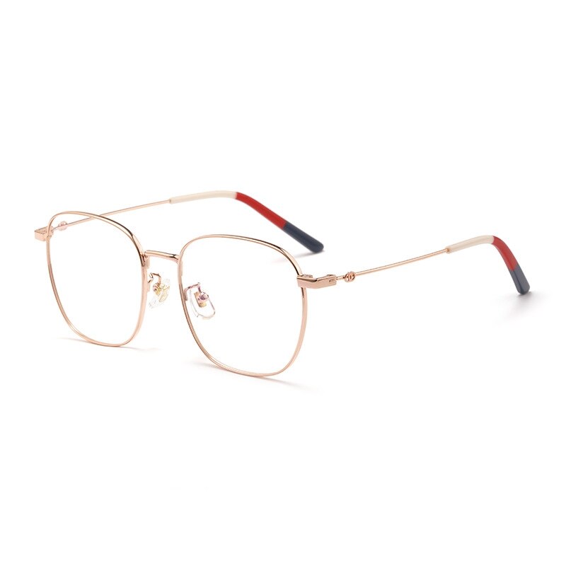 Yimaruili Unisex Full Rim Titanium Frame Eyeglasses 7525 Full Rim Yimaruili Eyeglasses Rose Gold  
