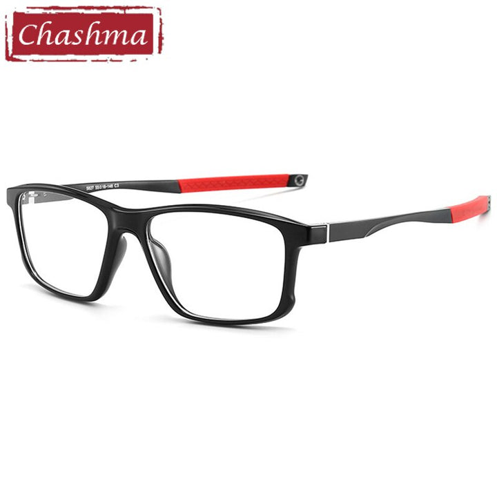 Chashma Ottica Unisex Full Rim Square Tr 90 Aluminum Magnesium Sport Eyeglasses 5827 Sport Eyewear Chashma Ottica Black Red  