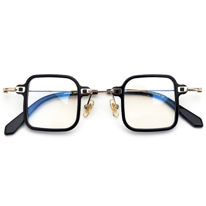 Aissuarvey Unisex Acetate Metal Square Full Rim Eyeglasses Hp506 Full Rim Aissuarvey Eyeglasses black  